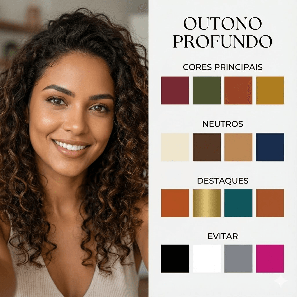 Análise de colorimetria pessoal com inteligência artificial — mulher descobrindo suas cores ideais